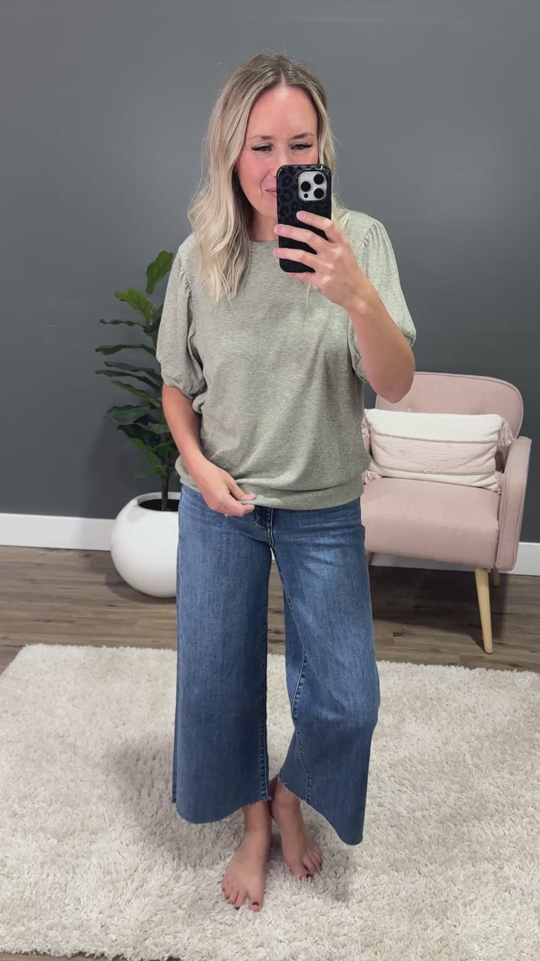 Katie Puff Sleeve Top - Sage Michelle Mae