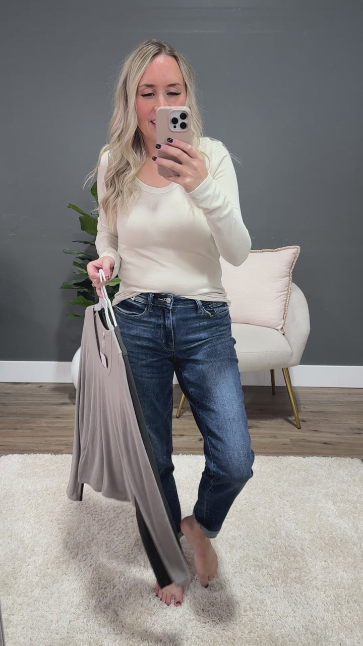 Jill Long Sleeve Ribbed Top - Ecru Be Cool