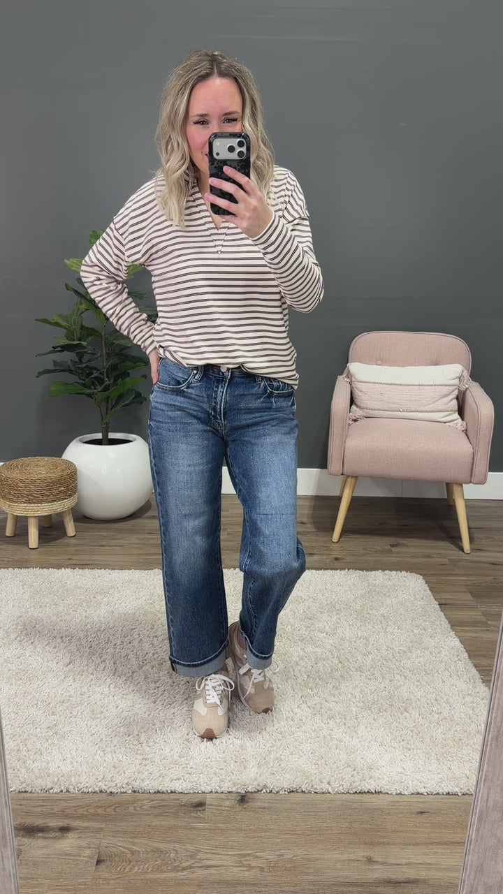 Risen Rowan Non Distressed Boyfriend Jeans - Dark Wash Risen