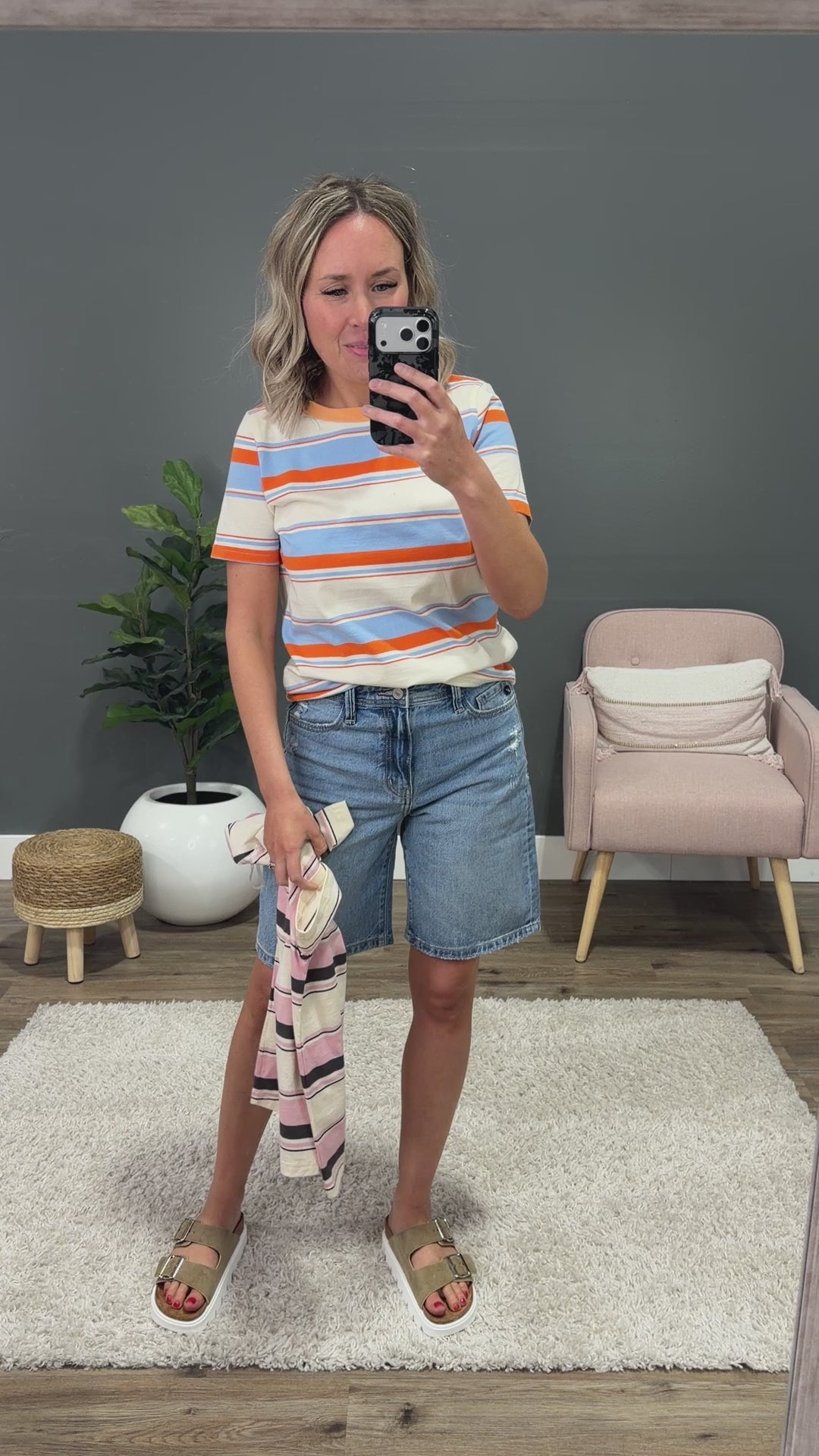Anna Multi Stripe Top - Pink Staccato