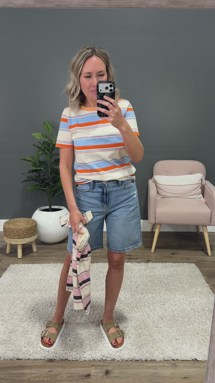 Anna Multi Stripe Top - Pink Staccato