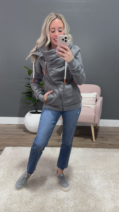 NEW! Wanakome Hestia Full Zip Sweatshirt - Dark Heather Gray