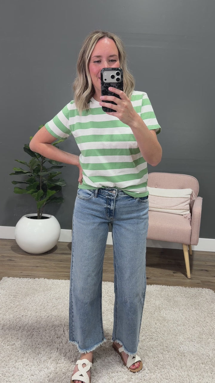 NEW! Briana Striped Knit Top - Green & White Wishlist