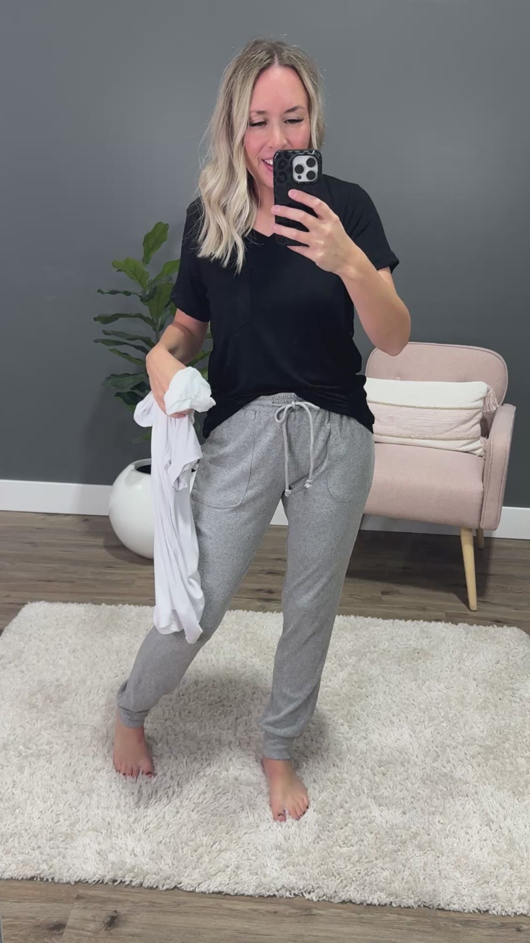 Step Right Out V Neck Pocket Top - Black Michelle Mae