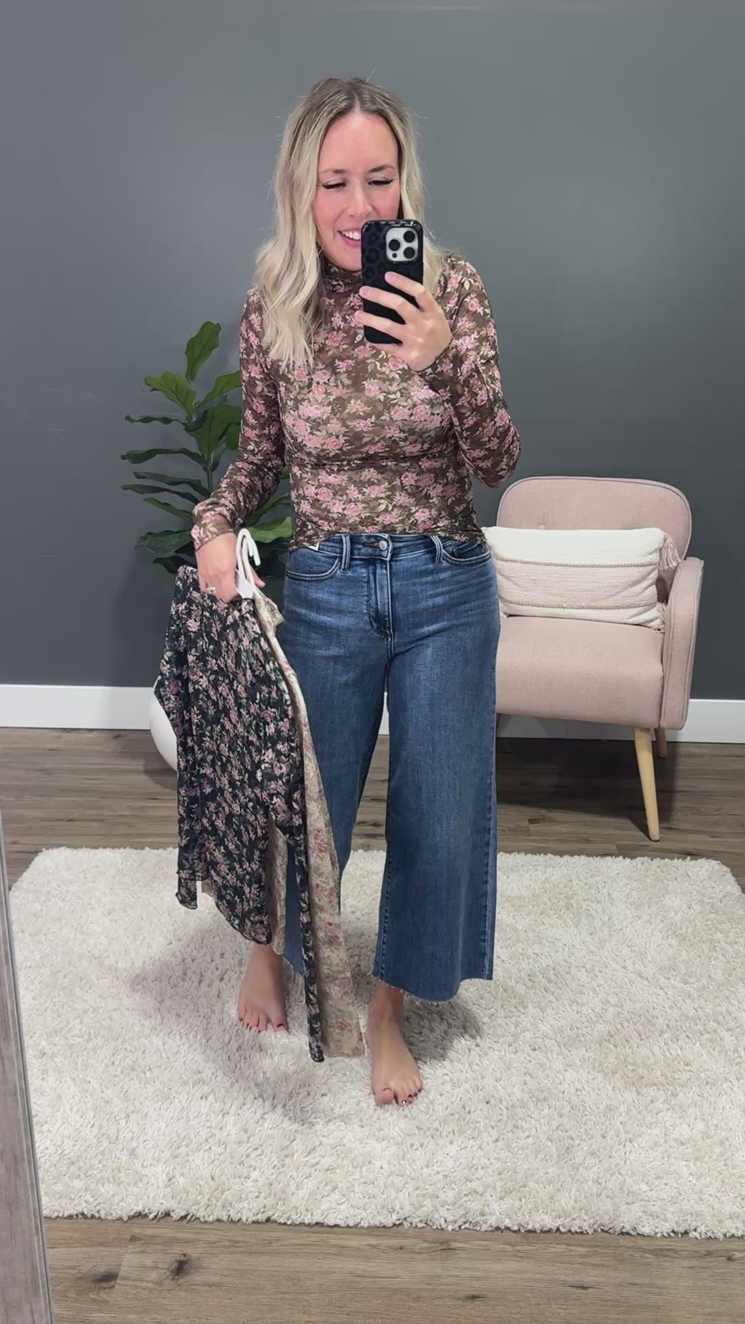 Gemma Long Sleeve Lace Top - Black Floral Very J