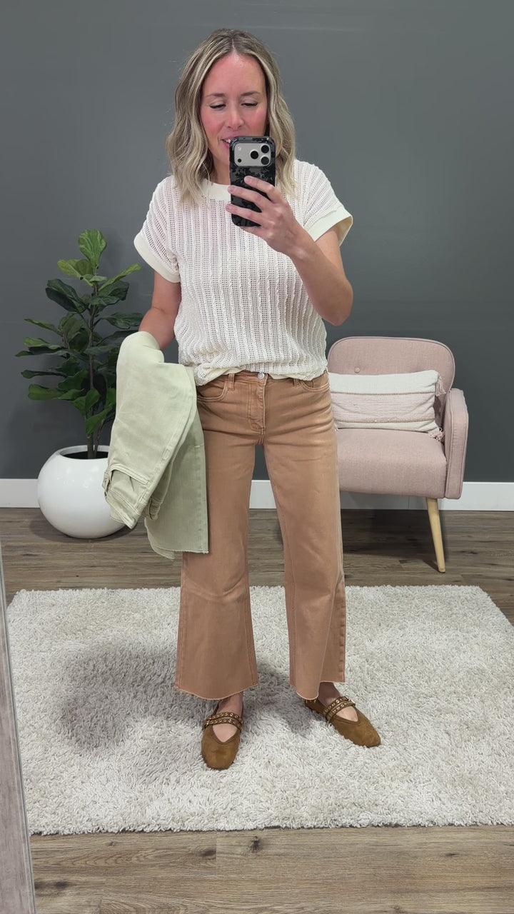 NEW! Vervet Skye Wide Leg Non Distressed Crop Jeans - Olive