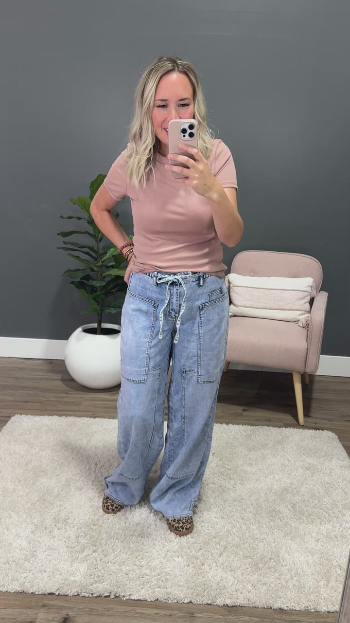 Blakely Say Yes Tie Waist Wide Leg Jeans Blakely