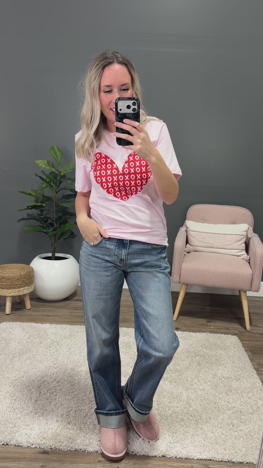 NEW! XOXO Red Heart Pink Tee Kissed Apparel