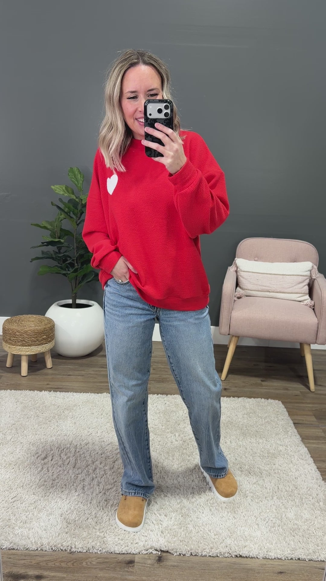 Heart Cloud Knit Top - Red FINAL SALE Tres Bien