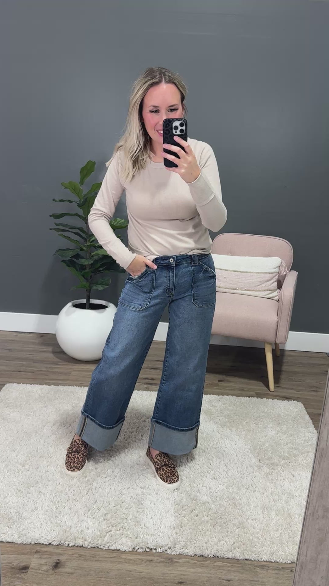 KanCan Risk Taker Rolled Hem Wide Leg Jeans KanCan