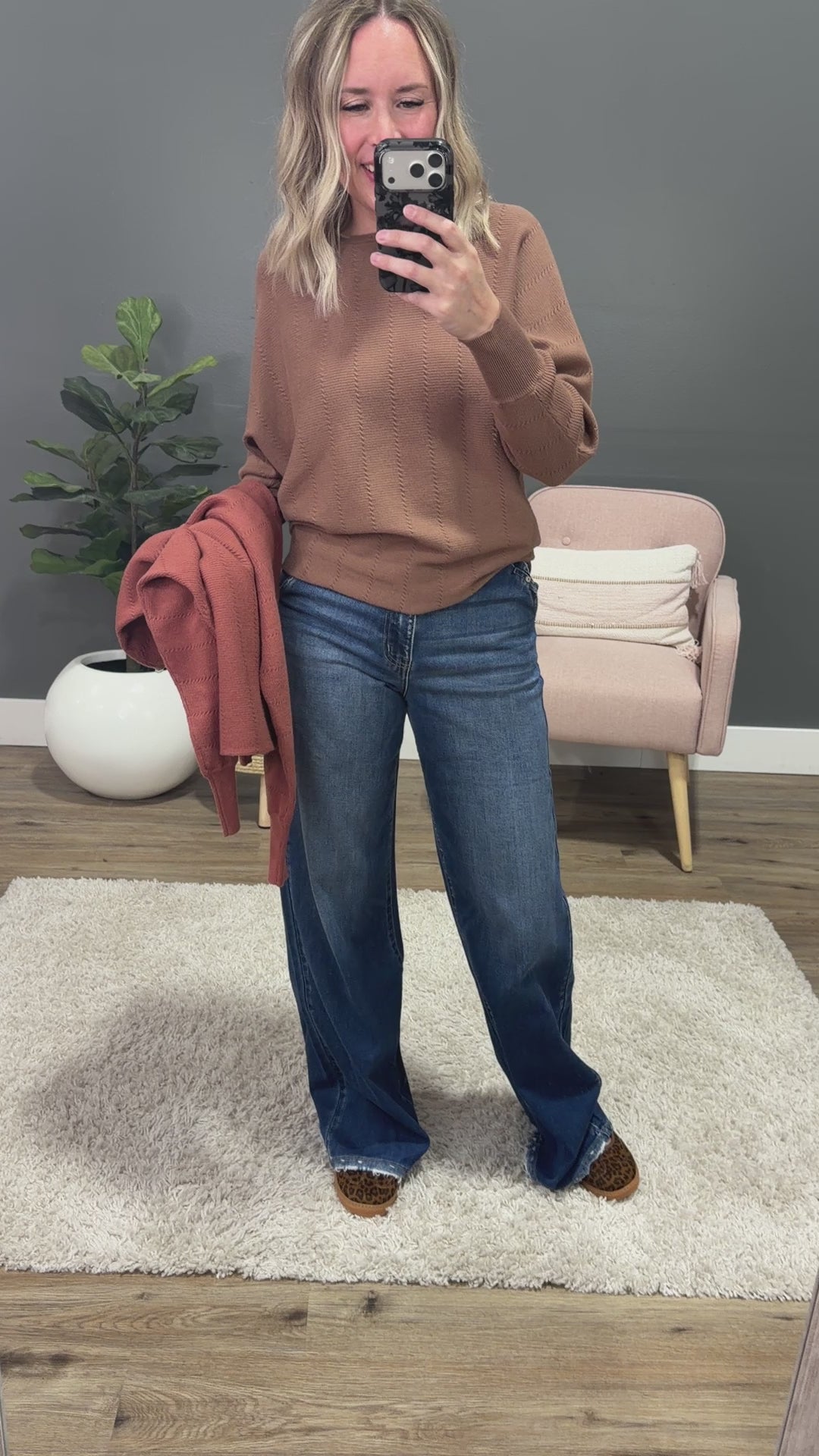 NEW! Adalyn Dolman Sleeve Textured Sweater - Mocha