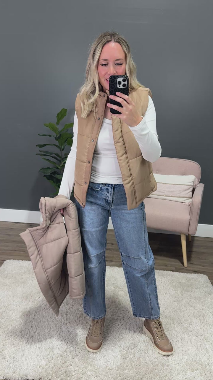 Peyton Puffer Vest - Camel Be Cool