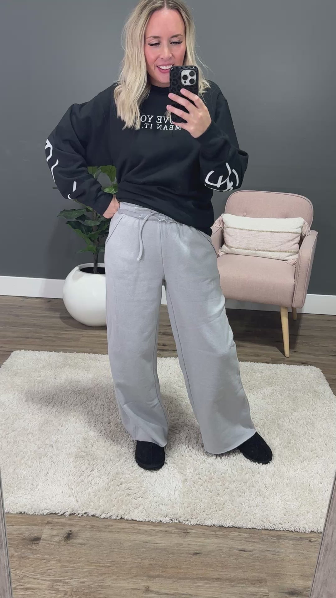 Wide Leg Lounge Pants - Heather Gray Zenana