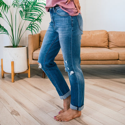 KanCan Vanessa Cuffed Distressed Straight Jeans FINAL SALE  KanCan   