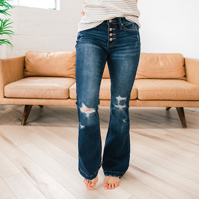 KanCan Kennedy Dark Wash Distressed Flare Jeans - Regular & Petite  KanCan 1 Petite 