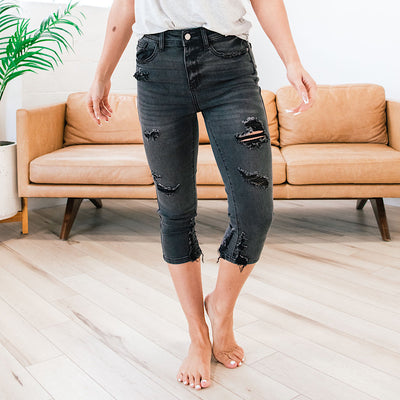 Judy Blue Has to Be Black Distressed Capris FINAL SALE  Judy Blue   