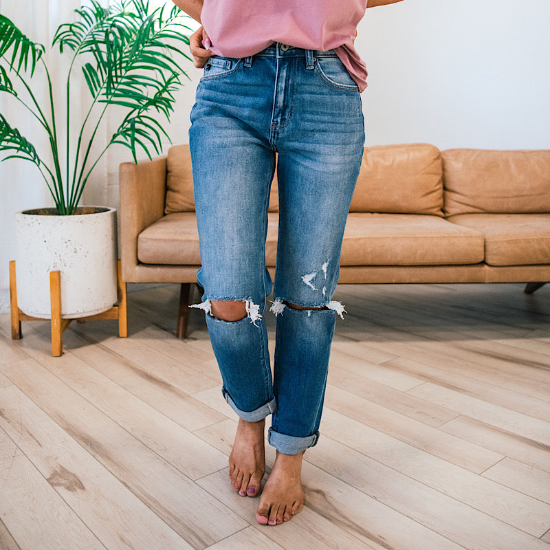 KanCan Vanessa Cuffed Distressed Straight Jeans FINAL SALE  KanCan   