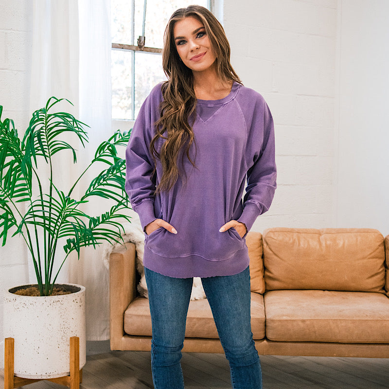 Girlfriend Crewneck Sweatshirt - Color Options Available! Zenana Lilac Gray