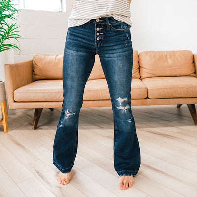KanCan Kennedy Dark Wash Distressed Flare Jeans - Regular & Petite  KanCan   